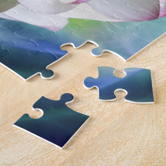 Witte lotusbloem in blauw kristal legpuzzel (Zijkant)