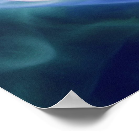 Witte lotusbloem in blauw kristal poster (Hoek)