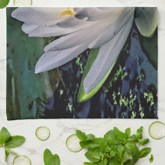 Witte lotusbloem theedoek (Gevouwen)