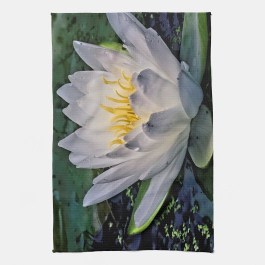 Witte lotusbloem theedoek (Verticaal)