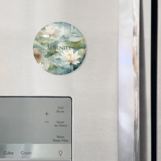 Witte Lotusbloemen Groene Sereniteit Magneet (Insitu (Koelkast))