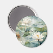 Witte Lotusbloemen Groene Sereniteit Magneet (Voorkant / Achterkant)