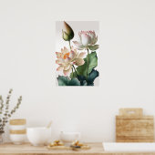 Witte Lotusbloemen Kunstprint Poster (Keuken)