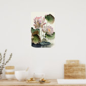 Witte Lotusbloemen Kunstprint Poster (Keuken)