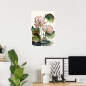 Witte Lotusbloemen Kunstprint Poster (Thuiskantoor)