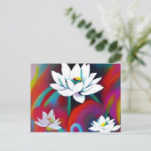 Witte lotusbloemen op een kleurrijke achtergrond briefkaart (Staand voorkant)