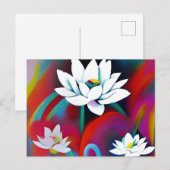 Witte lotusbloemen op een kleurrijke achtergrond briefkaart (Voorkant / Achterkant)