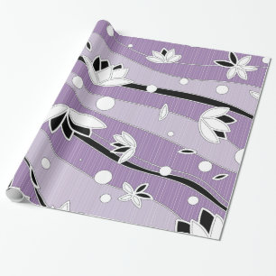 Witte lotusbloemen op Paarse strepen Cadeaupapier