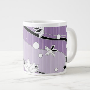 Witte lotusbloemen op Paarse strepen Grote Koffiekop