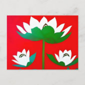 Witte lotusbloemen op rode achtergrond briefkaart (Voorkant)