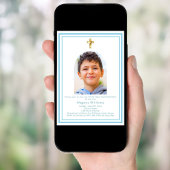 Witte lucht blauwe boog foto jongen Eerste Heilige Kaart