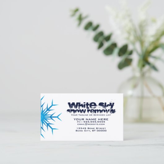 Witte lucht sneeuw verwijdering visitekaartje (Staand voorkant)