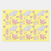 Witte luchtballon schattig stel van vogels inpakpapier vel (Voorkant 2)