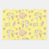 Witte luchtballon schattig stel van vogels inpakpapier vel (Voorkant)