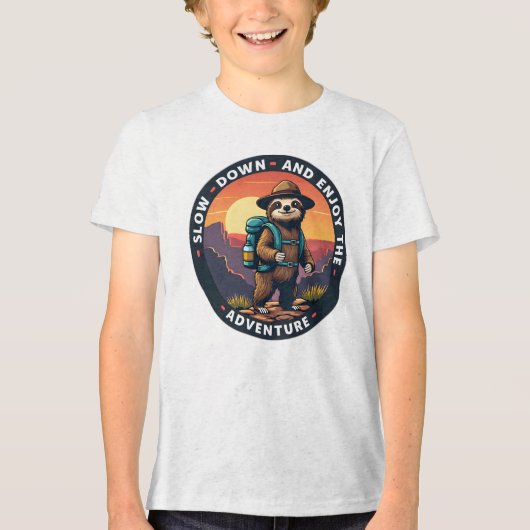 Witte luiaard vertragen en genieten van het avontu Tri-Blend shirt (Voorkant)