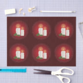 Witte, luie kerstkaarsen op rood met Holly Tissuepapier (Craft)