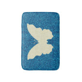 Witte luiken vlinder met blauw glitter bath mat (Voorkant Verticaal)