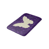 Witte luiken vlinder op Paarse glitter bath mat (Gekanteld)