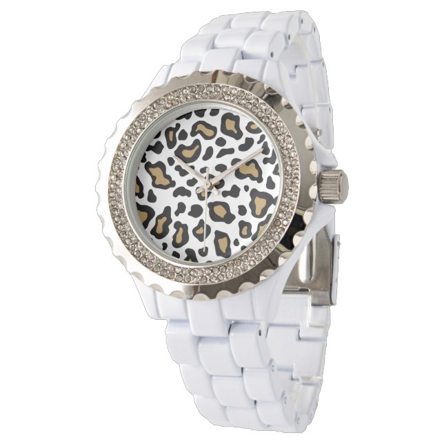 Witte Luipaard Horloge (Gekanteld)