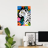 Witte Luipaard Pop Art Poster (Thuiskantoor)