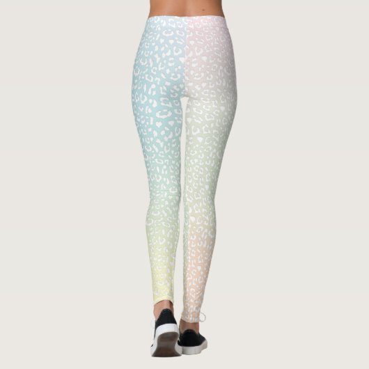 Witte luipaard print pastelgradiënt leggings (Achterkant)