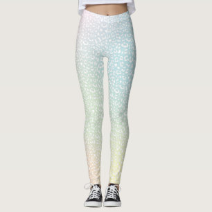 Witte luipaard print pastelgradiënt leggings