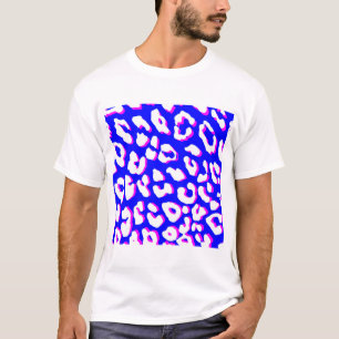 Witte Luipaardprint Blauw Roze T-shirt