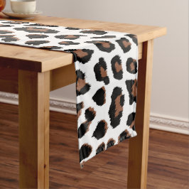 Witte Luipaardprint Lange Tafelloper