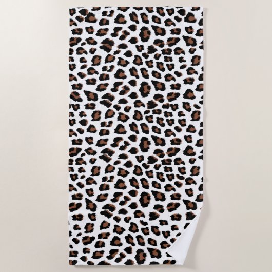 Witte Luipaardprint Strandlaken (Voorkant)