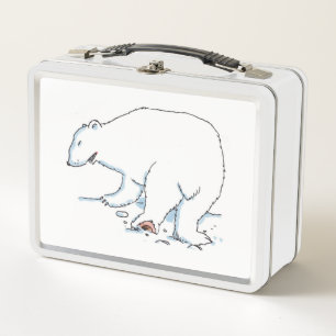 Witte lunchbox met poolBeer