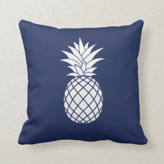 Witte Luxe ananas op Navy Blue Kussen