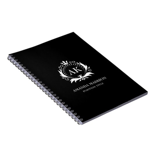 Witte Luxe Kroon Monogram Notitieboek (Rechterzijde)
