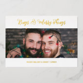 Witte Luxe Vakantie Trouwen 2 Foto's Kerst Folie Uitnodiging (Voorkant)