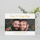 Witte Luxe Vakantie Trouwen 2 Foto's Kerst Folie Uitnodiging (Staand Voorkant)