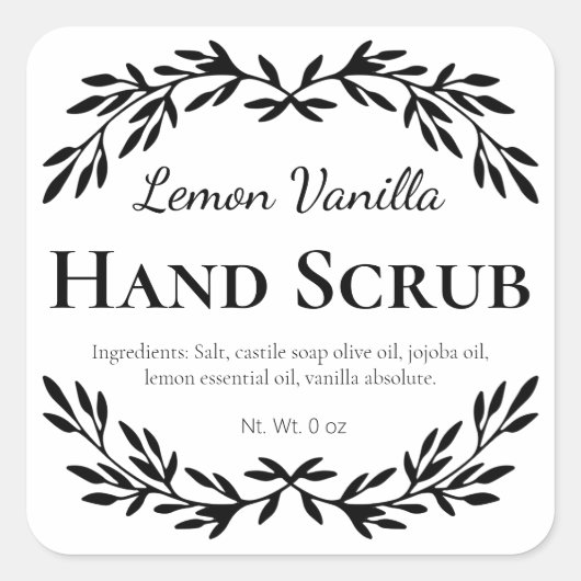 Witte Luxe Zelfgemaakte Hand Scrub Labels (Voorkant)