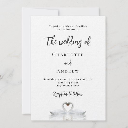 Witte luxebruiloft met zwoft kaart (Voorkant)