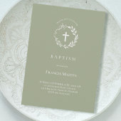 witte maag op olijfgroen | Baptisme-uitnodiging Kaart