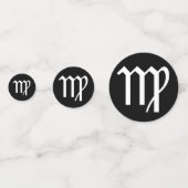 Witte Maagd Maagd Astrologie Symbool op Zwart Confetti (Voorkanten)