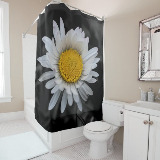 Witte maaltijd op zwarte achtergrond douchegordijn (In situ)