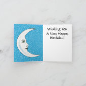  witte maan gezicht witte sterren Verjaardag Kaart (Binnen)