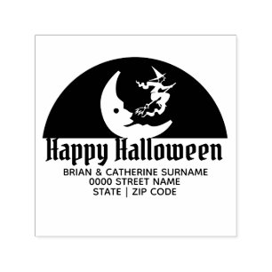 Witte maan silhouette halloween return address zelfinktende stempel