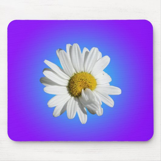 Witte Madelief Bloem Bloemig Paars Blauw Gradiënt Muismat (Voorkant)