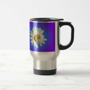 Witte Madelief Bloem Bloemig Paars Blauw Gradiënt Reisbeker