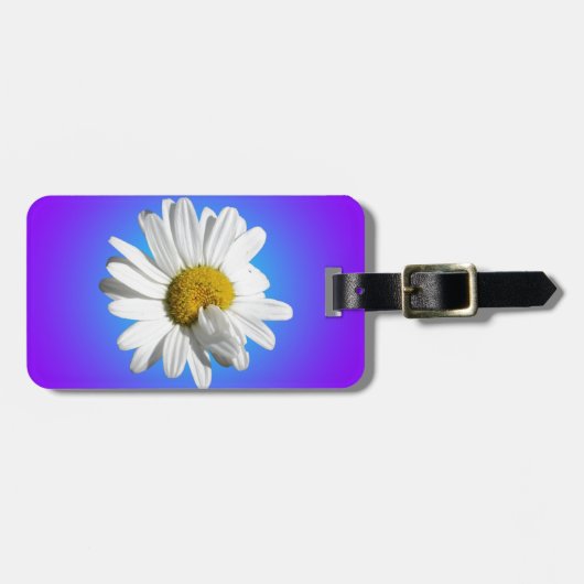 Witte Madelief Bloem Bloemig Paars Blauw Verloop Bagagelabel (Voorkant horizontaal)