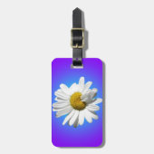 Witte Madelief Bloem Bloemig Paars Blauw Verloop Bagagelabel (Voorkant verticaal)