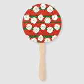 Witte madelief bloem rood vrolijk kerstfeest handwaaier (Achterkant)