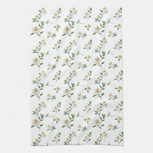 Witte Madelief Bloemen Theedoek (Verticaal)