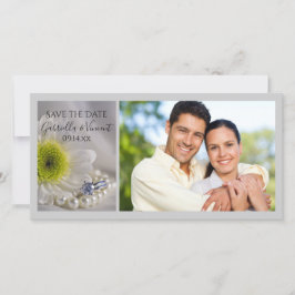 Witte Madelief en Diamanten Ring Trouw Save the Da Date