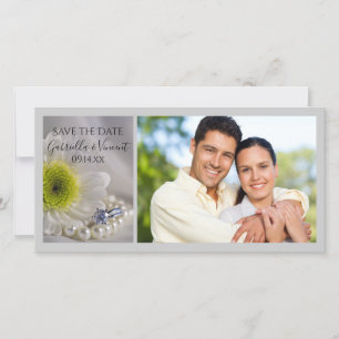 Witte Madelief en Diamanten Ring Trouw Save the Da Date