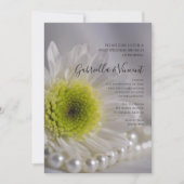 Witte Madelief en Parels Bruiloft Brunch Kaart (Voorkant)